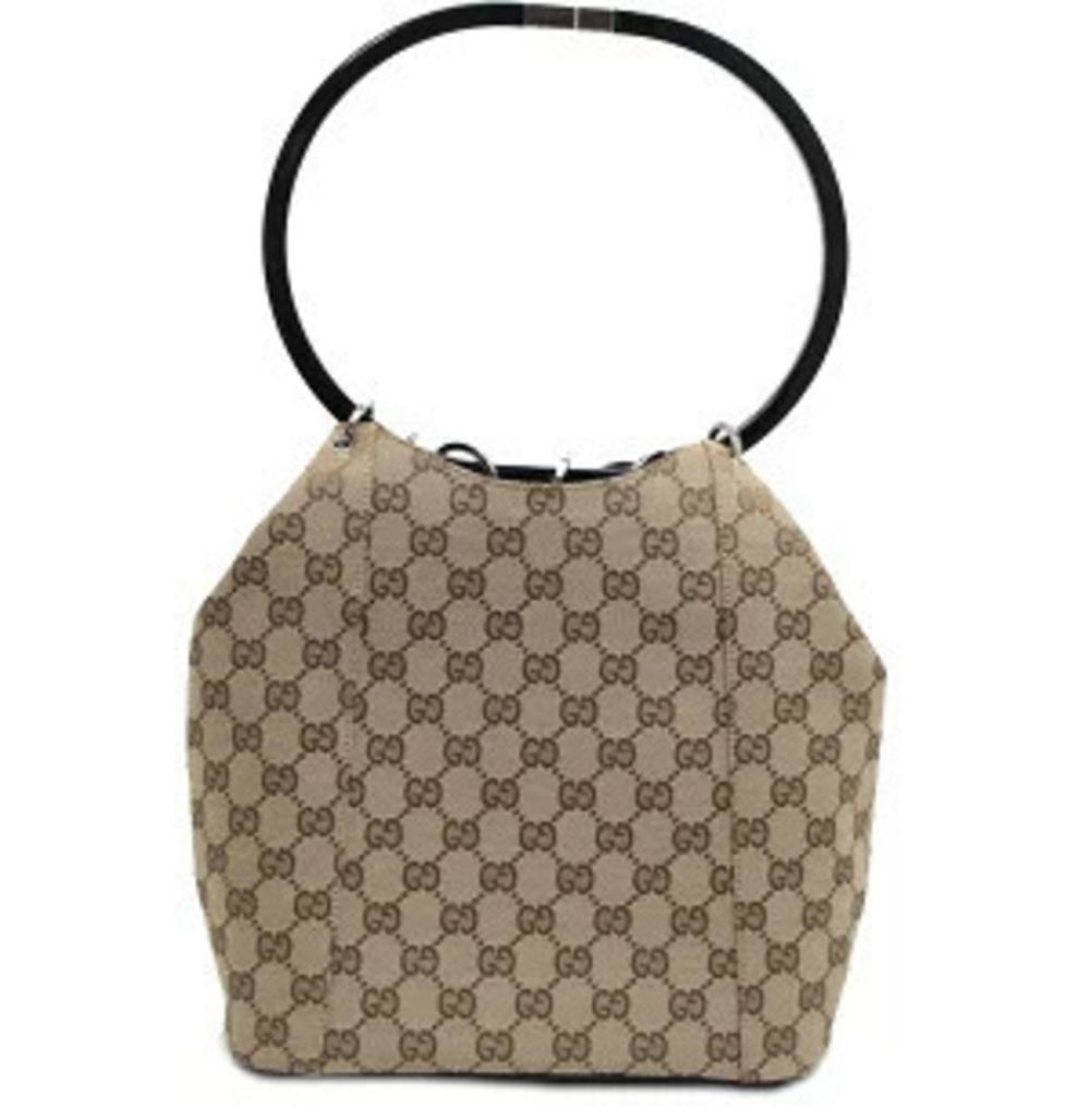 Gucci drawstring GG handbag Cream Beige canvas Cream Tan